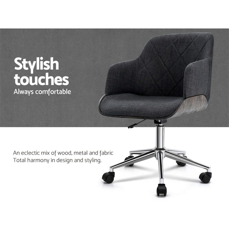 Wooden Mid Back Office Chair (Dark Grey & Green) - Rivercity House & Home Co. (ABN 18 642 972 209) - Affordable Modern Furniture Australia