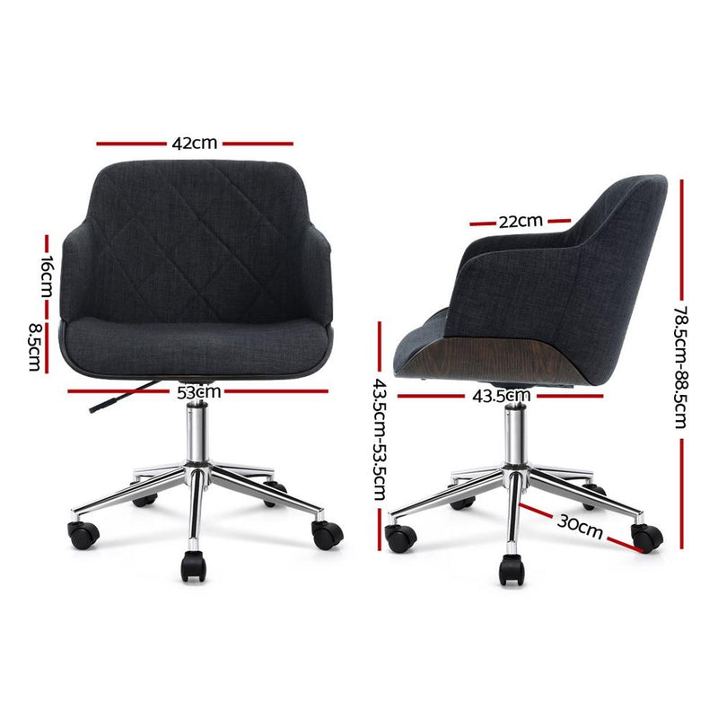 Wooden Mid Back Office Chair (Dark Grey & Green) - Rivercity House & Home Co. (ABN 18 642 972 209) - Affordable Modern Furniture Australia