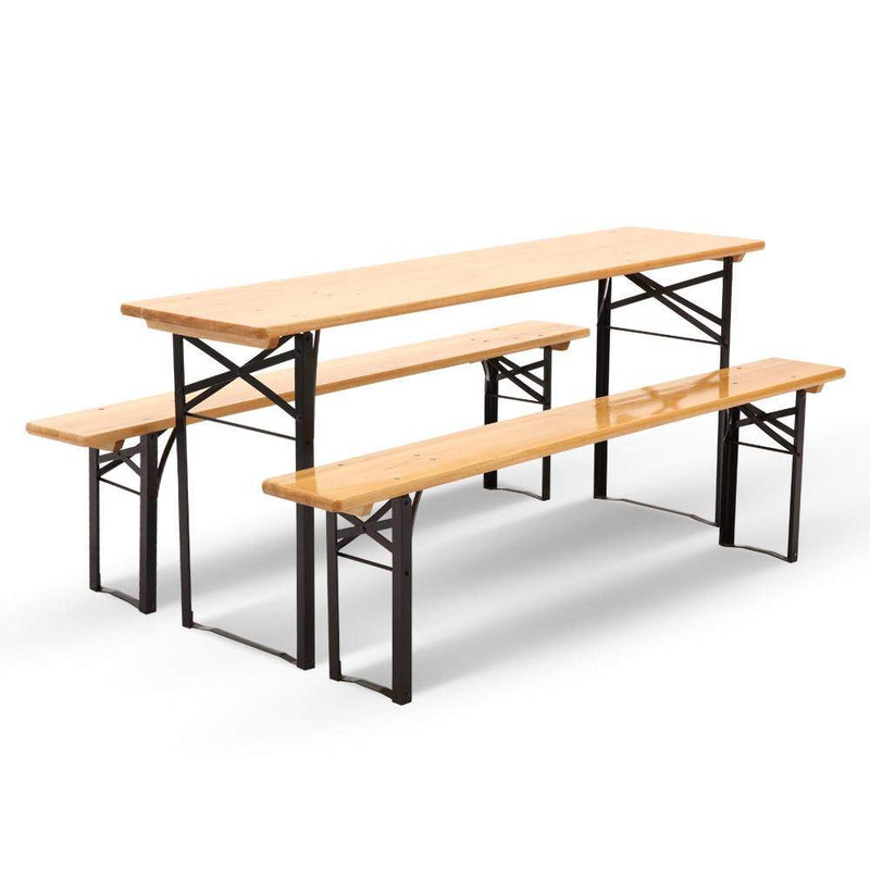 Wooden Outdoor Foldable Bench Set - Natural - Rivercity House & Home Co. (ABN 18 642 972 209) - Affordable Modern Furniture Australia