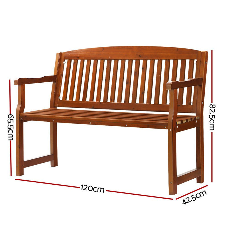 Wooden Outdoor Garden Bench Seat Brown - Furniture > Outdoor - Rivercity House & Home Co. (ABN 18 642 972 209) - Affordable Modern Furniture Australia