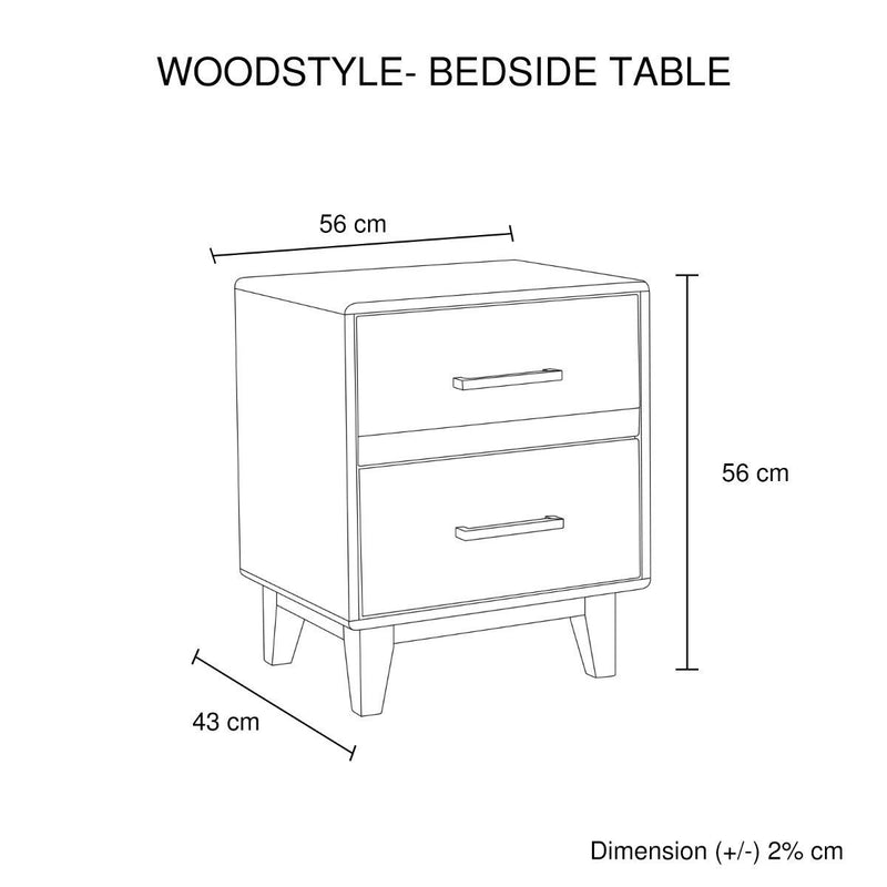 Woodstyle Bedside 2 drawers - Rivercity House & Home Co. (ABN 18 642 972 209) - Affordable Modern Furniture Australia