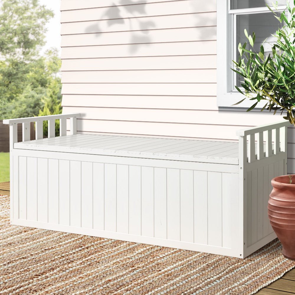 XL Outdoor Storage Box Wooden Garden Bench 129cm