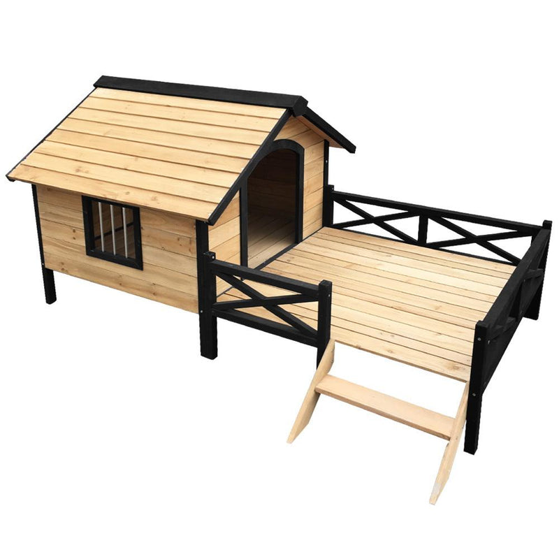 XXL Wooden Dog Kennel With Deck & Easy Clean Lift Up Roof - Pet Care - Rivercity House & Home Co. (ABN 18 642 972 209) - Affordable Modern Furniture Australia