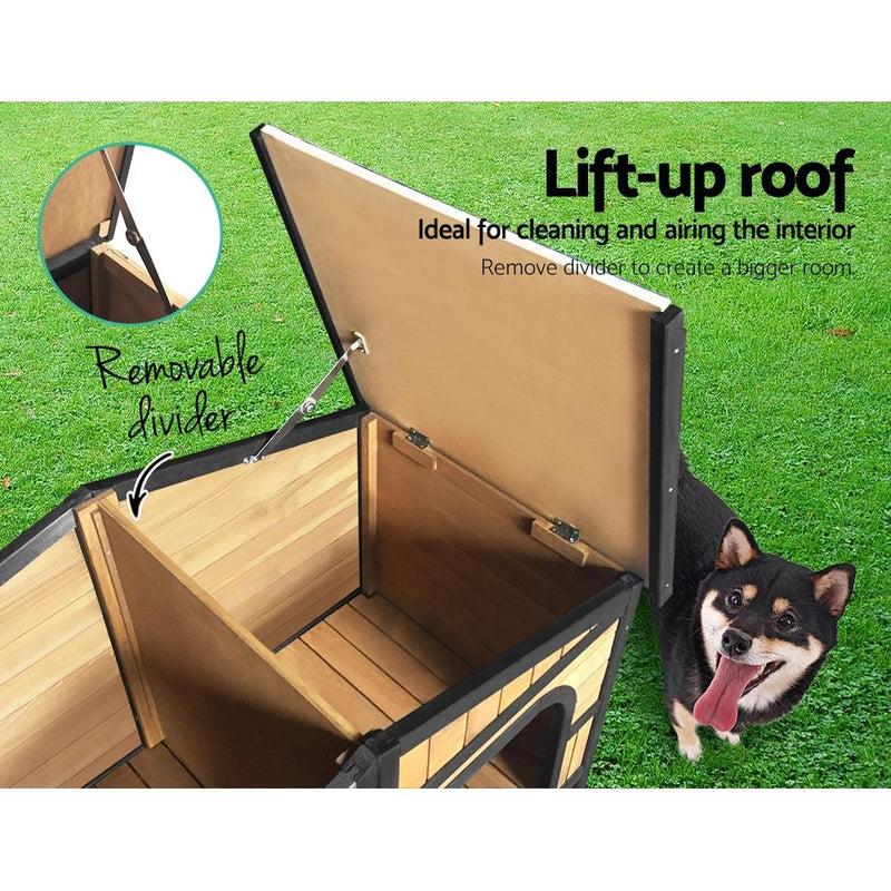 XXL Wooden Pet Kennel With Deck & Removable Divider - Pet Care - Rivercity House & Home Co. (ABN 18 642 972 209) - Affordable Modern Furniture Australia