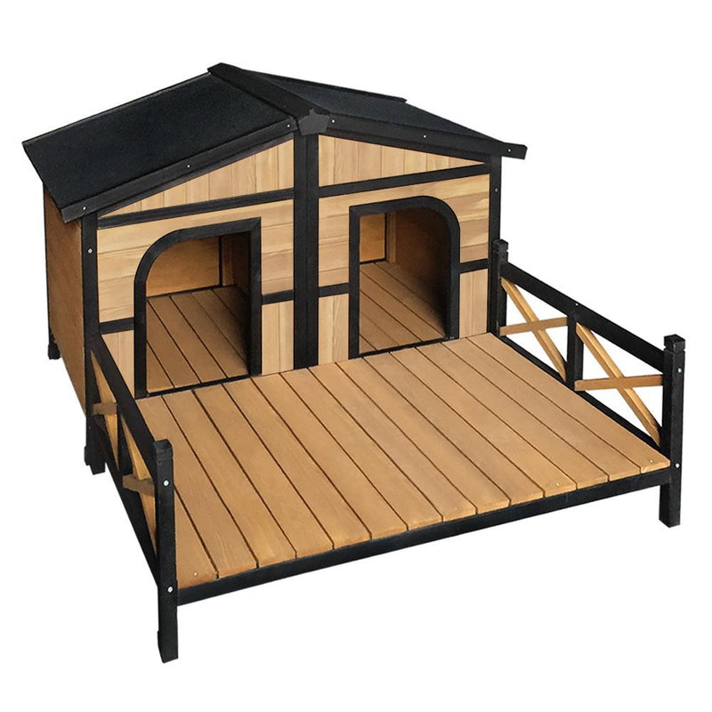 XXL Wooden Pet Kennel With Deck & Removable Divider - Pet Care - Rivercity House & Home Co. (ABN 18 642 972 209) - Affordable Modern Furniture Australia