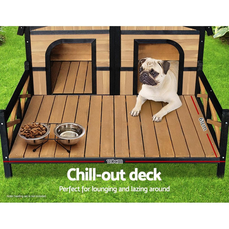 XXL Wooden Pet Kennel With Deck & Removable Divider - Pet Care - Rivercity House & Home Co. (ABN 18 642 972 209) - Affordable Modern Furniture Australia