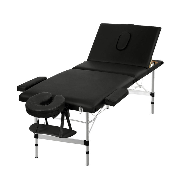 Massage Table 65cm Portable 3 Fold Aluminium Beauty Bed Black - Health & Beauty > Massage - Rivercity House & Home Co. (ABN 18 642 972 209) - Affordable Modern Furniture Australia