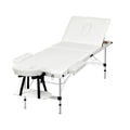 Massage Table 65cm Portable 3 Fold Aluminium Beauty Bed White
