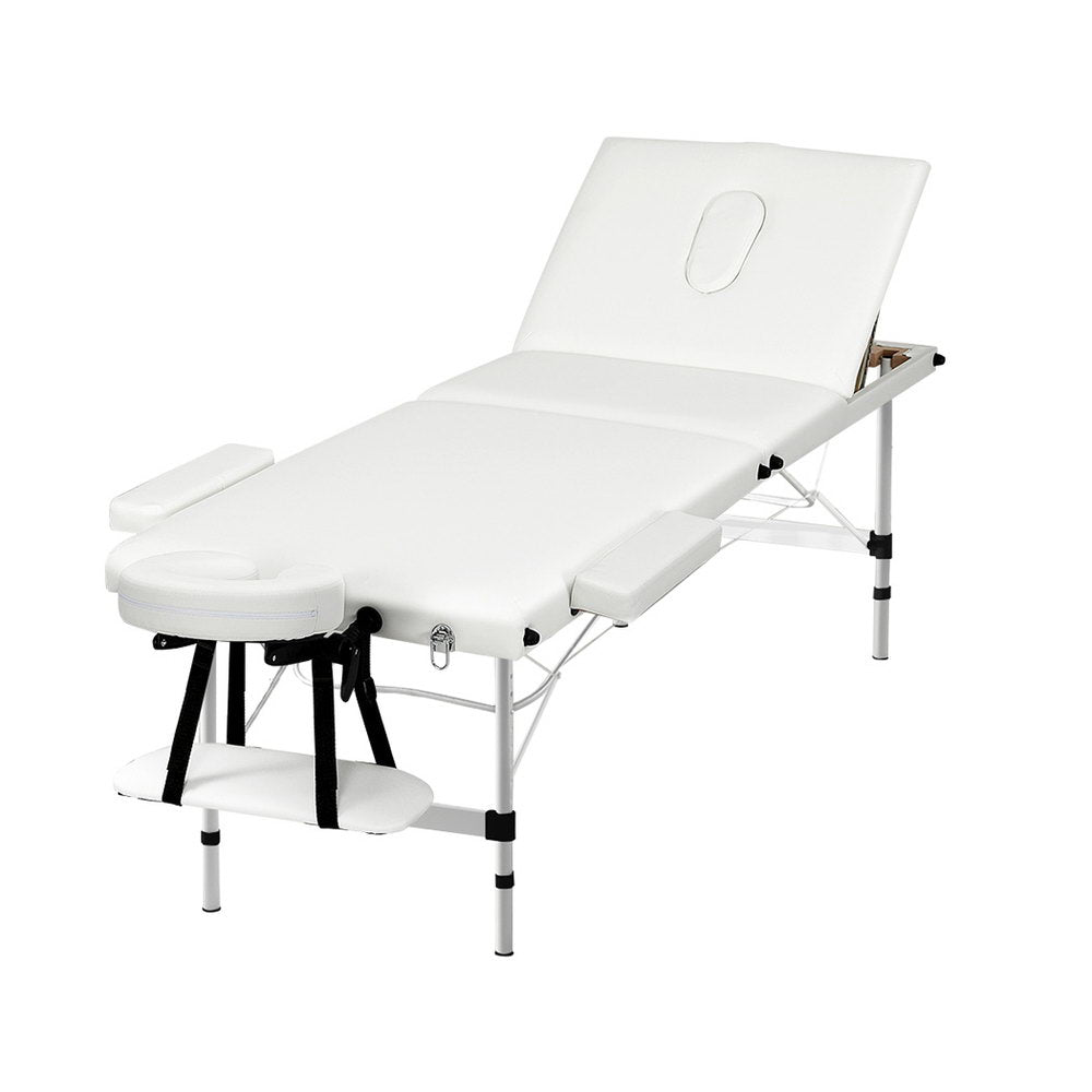 Massage Table 65cm Portable 3 Fold Aluminium Beauty Bed White - Health & Beauty > Massage - Rivercity House & Home Co. (ABN 18 642 972 209) - Affordable Modern Furniture Australia