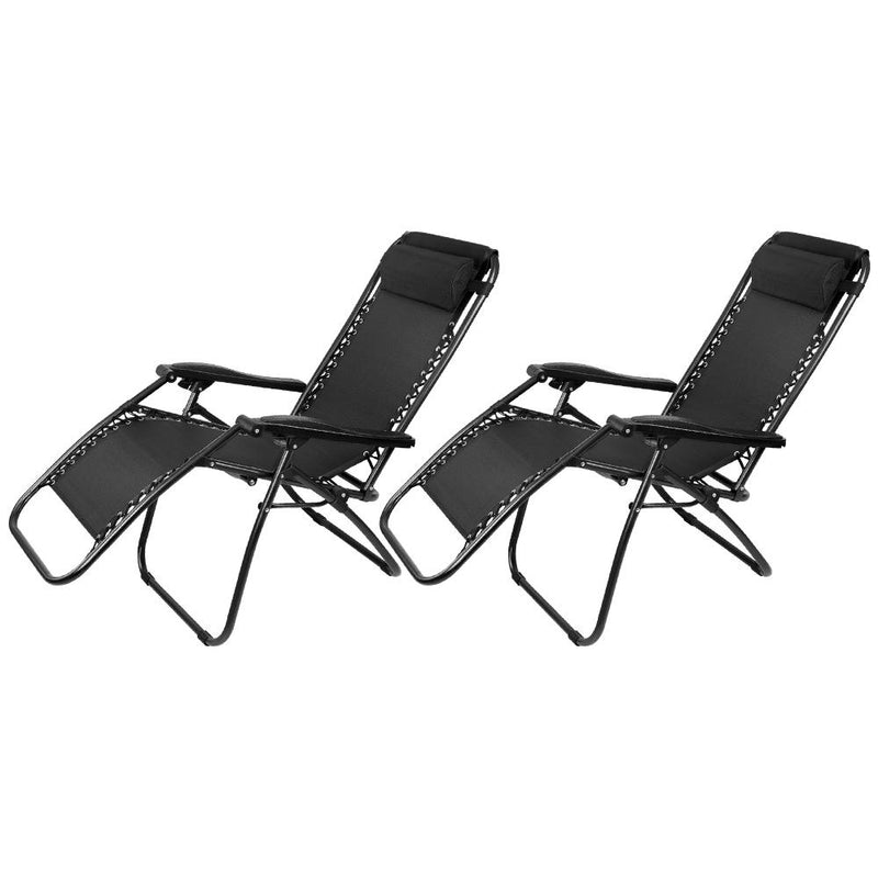 Zero Gravity Reclining Chairs Black (Twin Pack) - Furniture > Outdoor - Rivercity House And Home Co.